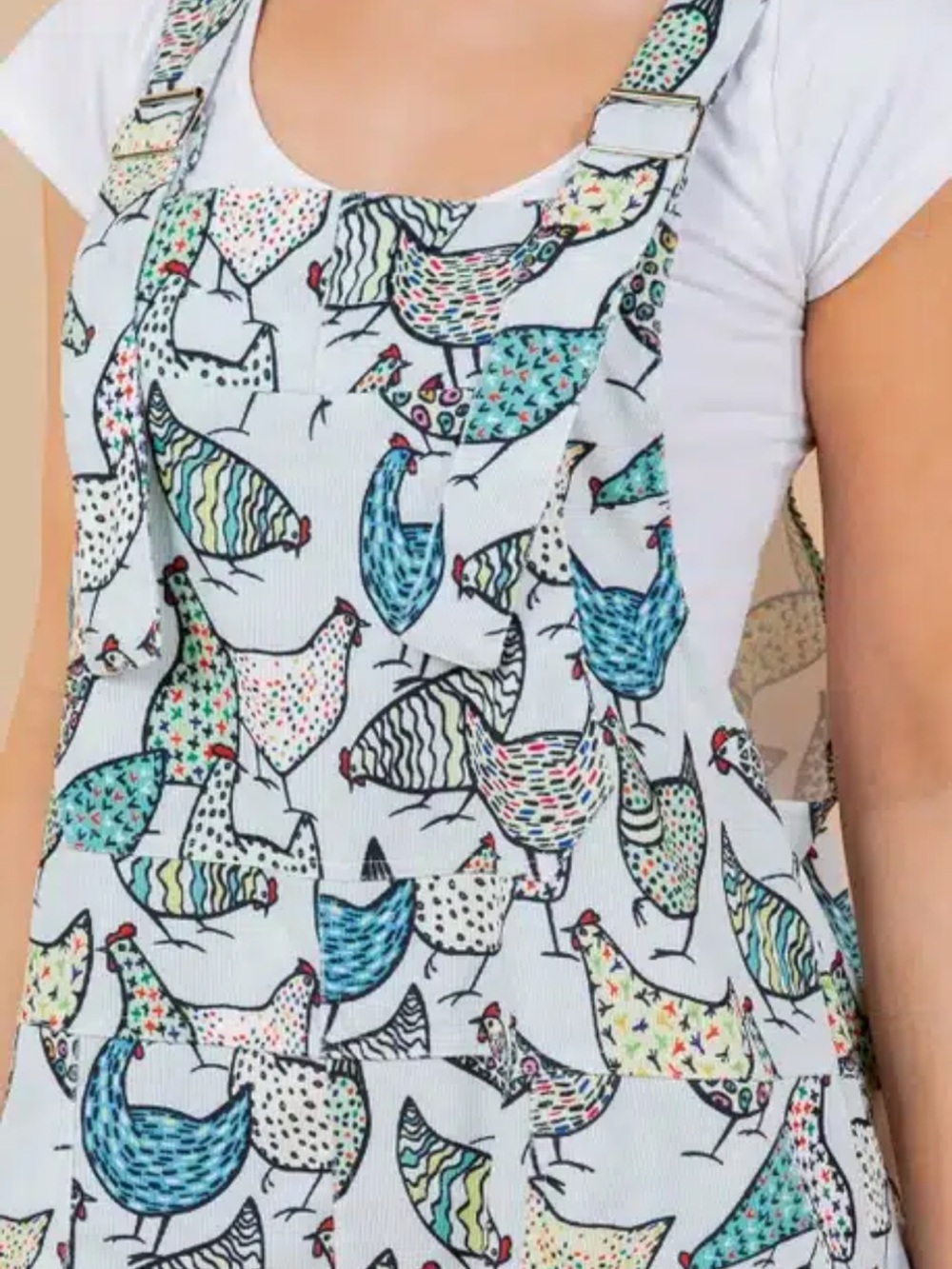 LA Soul Retro Chicken Print corduroy overalls - Picture 7 of 12